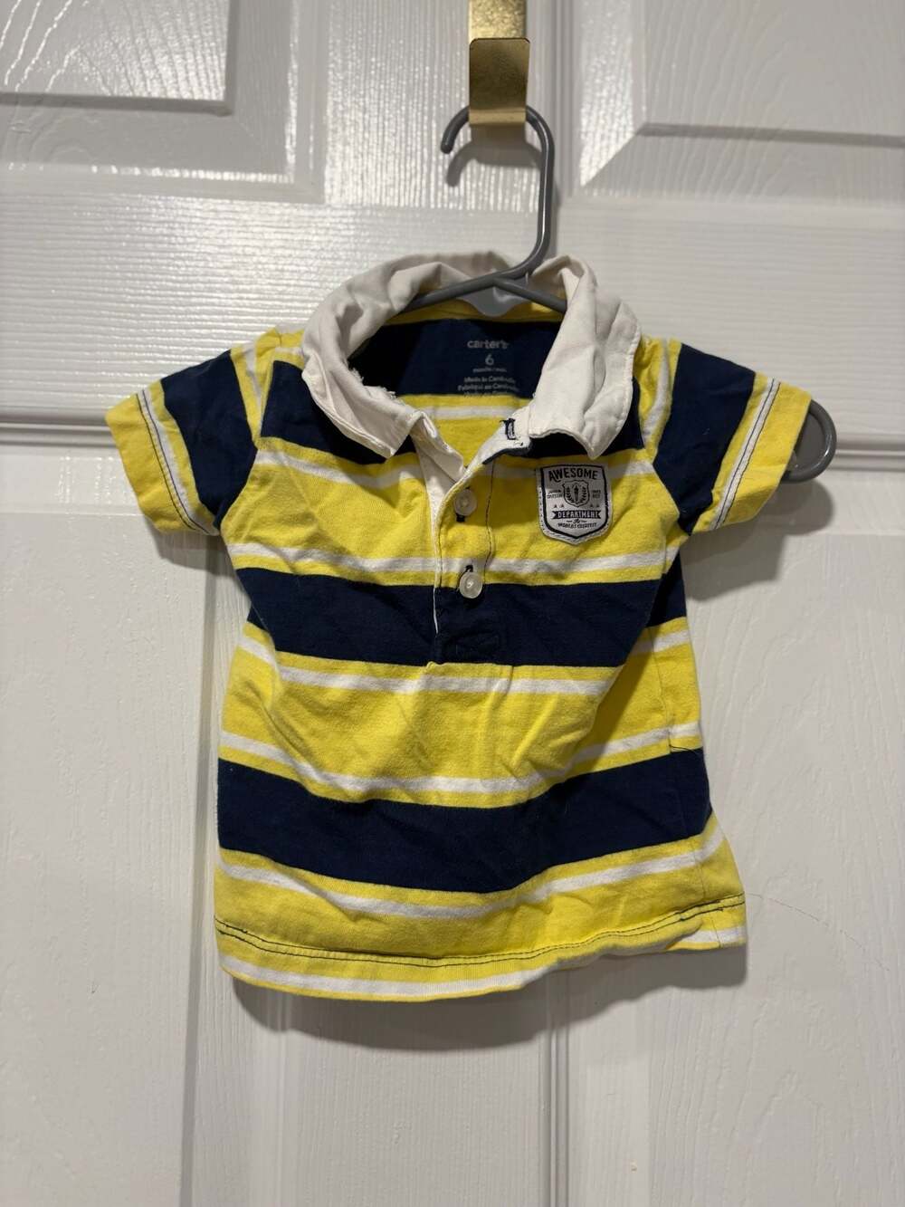 Carter's Striped Polo Shirt Yellow Blue Size 6 Months